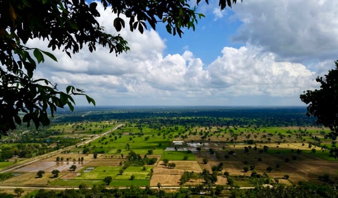 The green farmlands surrounding Battambang in Cambodia
