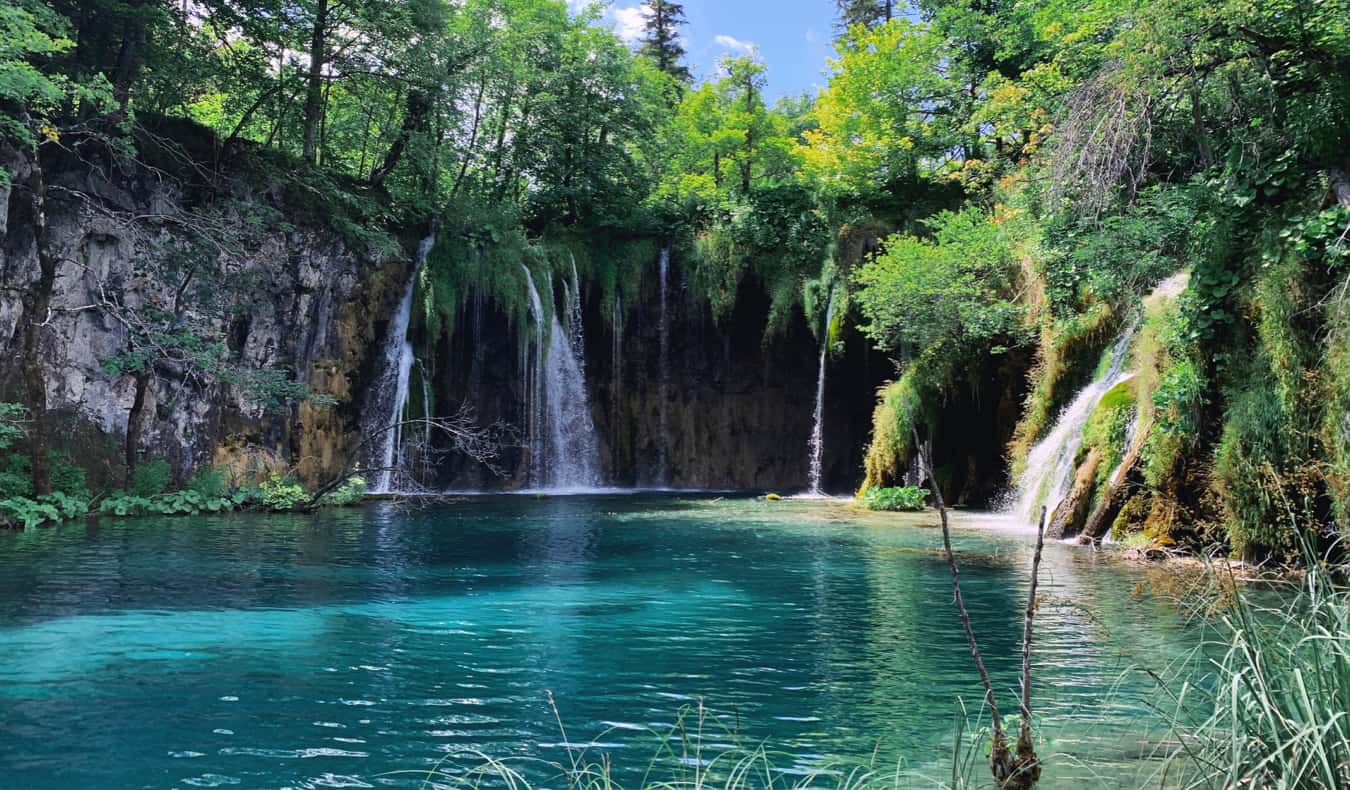 The calm, clear waters of Plitvice lake in Croatia