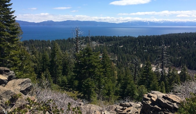 A sweeping view of the forests around Lake Tahoe in California