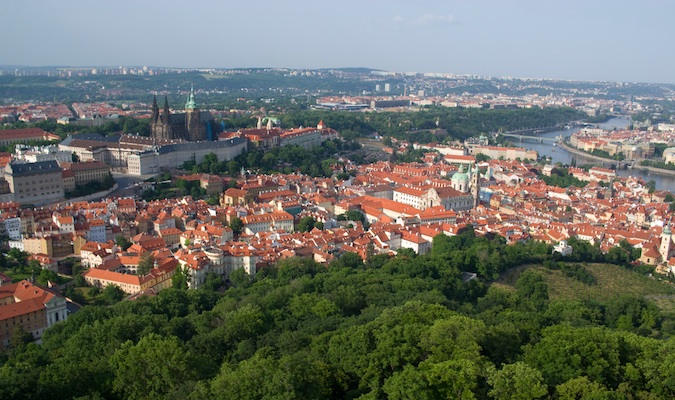 view of Prague from Petrin Park
