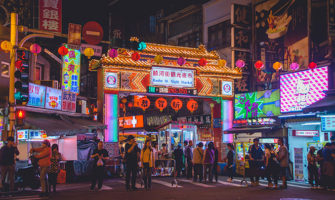 台湾台北一个繁忙的夜市