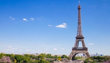 The Eiffel Tower in Paris, France in the summer