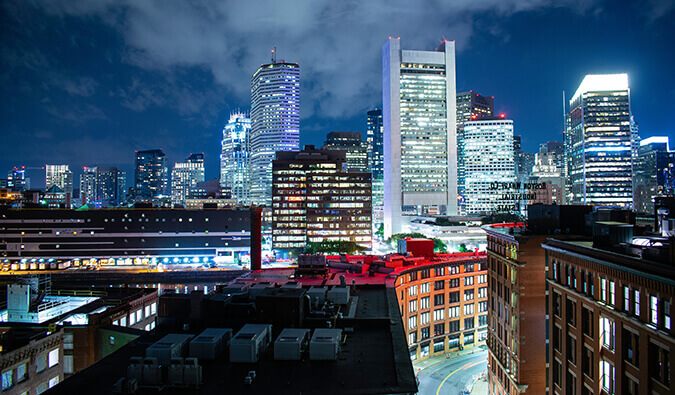 波士顿的天际线夜景
