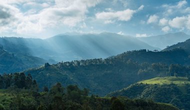 哥伦比亚乡村的绿色山地景观