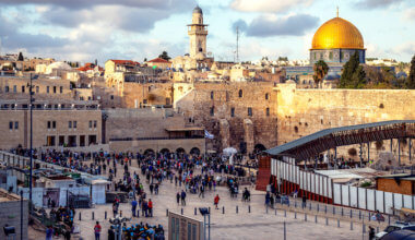 people in front of the Western Wall in Israel