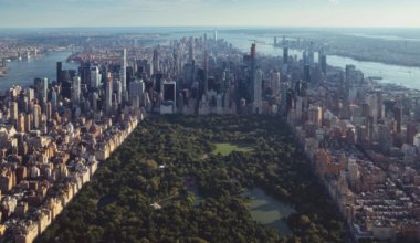 曼哈顿的空中射击俯瞰中央公园