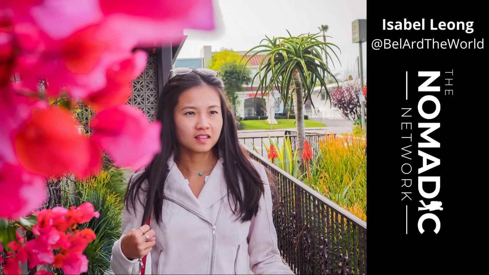 旅游博主Isabel Leong走过粉红色花朵的花园
